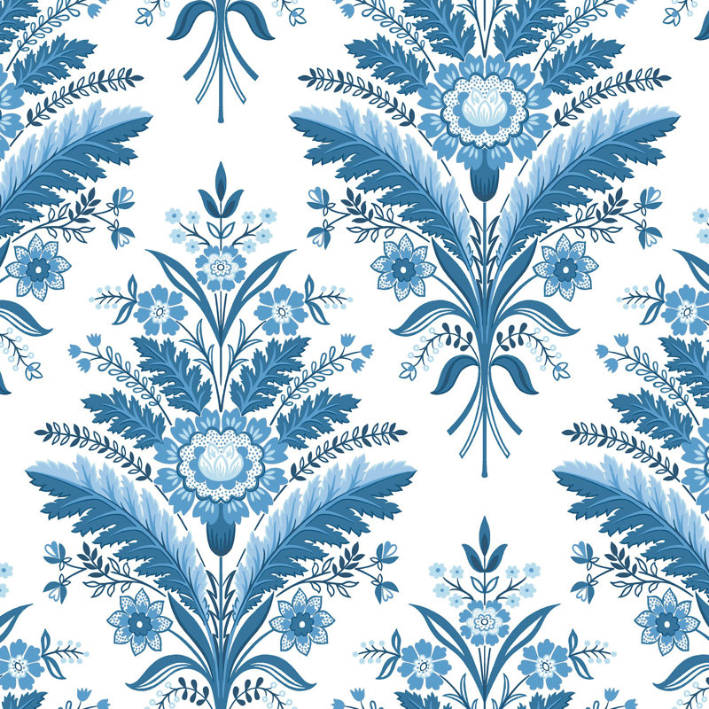 Tillie 8.23m x 68.58cm Matte Wallpaper Roll, White/Blue