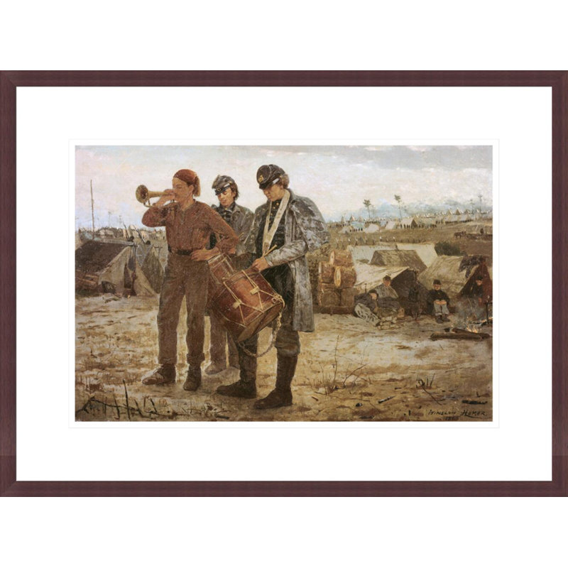 Drum and Bugle Corp, guerre civile, campement par Winslow Homer, impression giclée encadrée, H 16,33 po x l 21,75 po