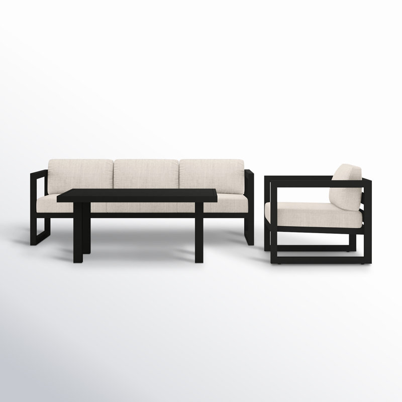 Smith 4 - Person Patio Conversation Set with Cushions, Black, Cast Silver Sunbrella®