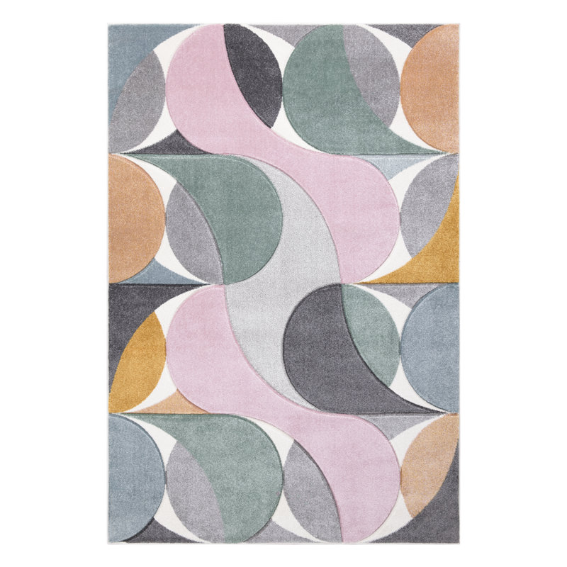 Kenzo Multi Abstract Geometric Modern Rug – Large Living Room Carpet | Bedroom & Hallway Runner | Soft, Stain Resistant, Non-Shedding Floor Mat