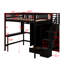Lit mezzanine double avec bibliothèque, tiroirs, bureau et garde-robe-1928565392