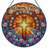 7.8"H Cross Lilies Stained Glass Window Panel-1392807560