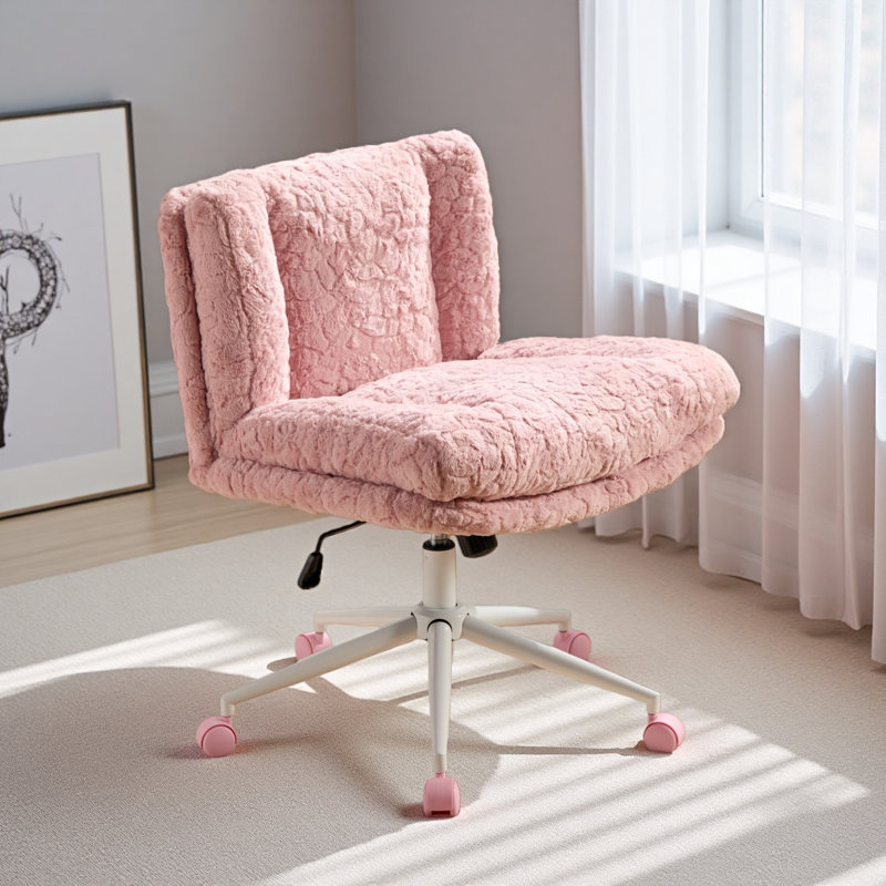 Chaise de bureau pivotante avec base en métal et hauteur ajustable Malefatto, Rose