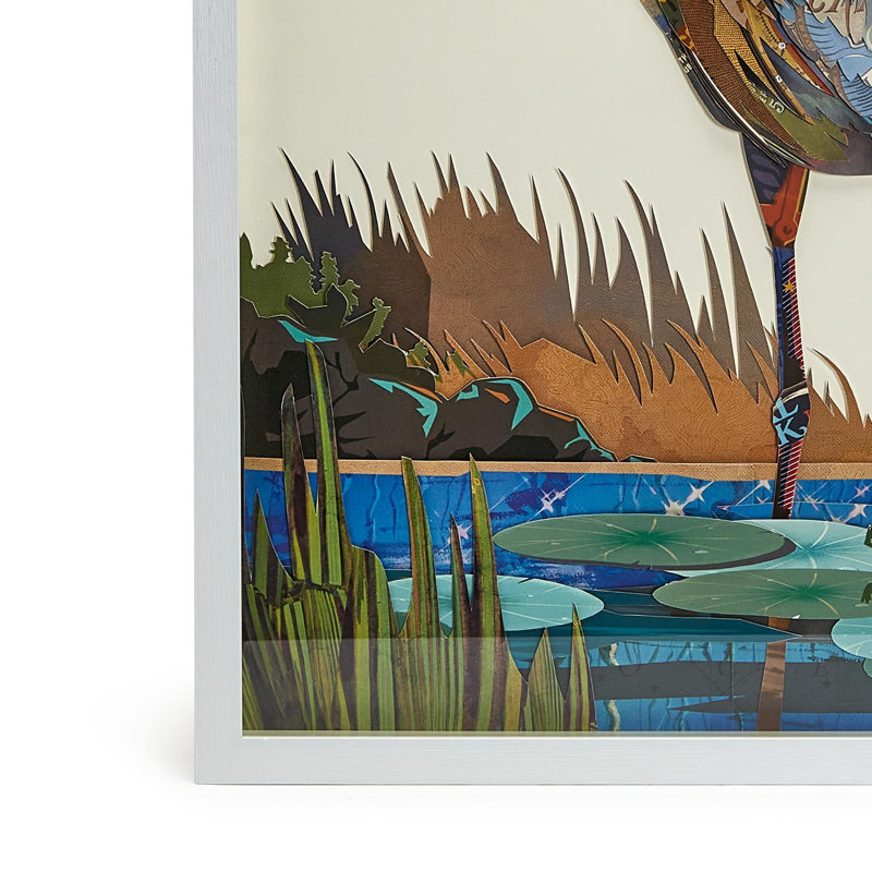 Ensemble de 2 grues en papier, collage, art mural