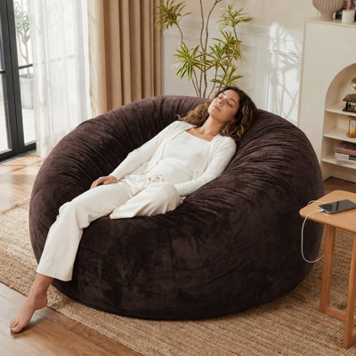 Pouf rond de 120 cm (4 pieds) avec rembourrage en mousse mémoire, housse amovible en flanelle, idéal pour le salon, la chambre ou une chambre d'étudiant.