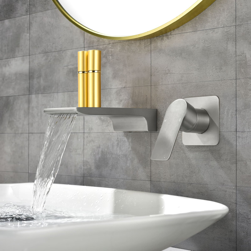 Wall Mounted Bathroom Faucet, Brushed Nickel