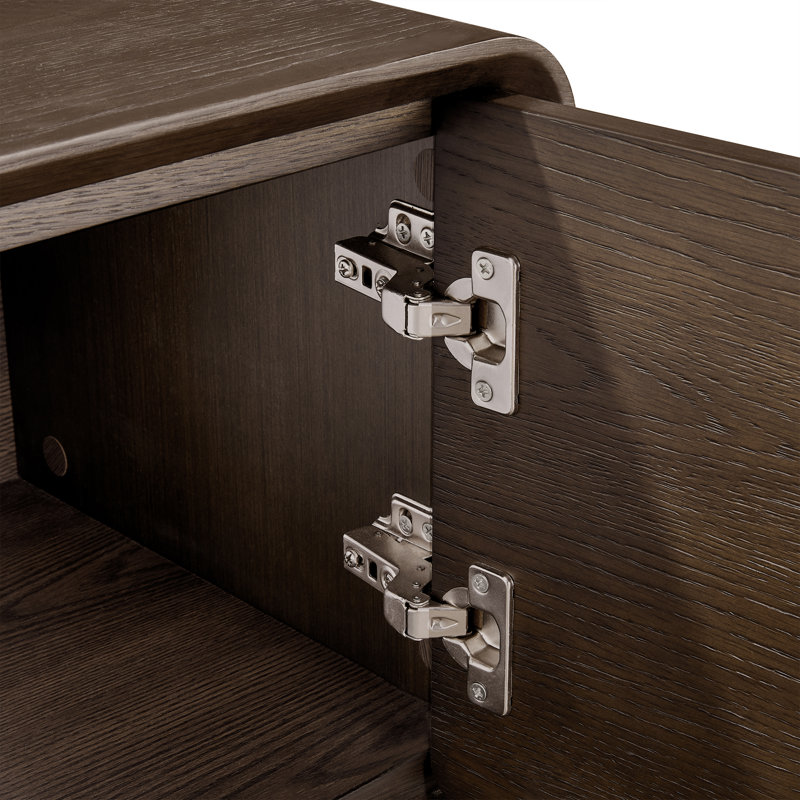 Meuble télé moderne en bois massif 71 po avec rangement et tablette ouverte pour téléviseurs de 75 po ou moins Minerva Harrison