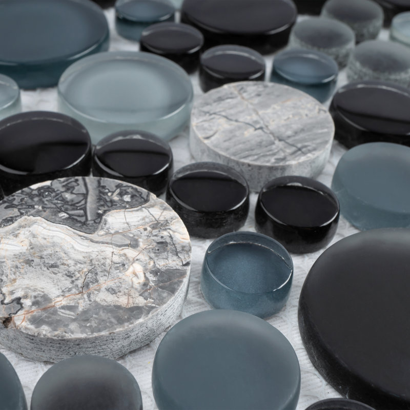 10.5" x 10.5" Bubble Art Random Marble Look Mosaic Wall Tile, Gray