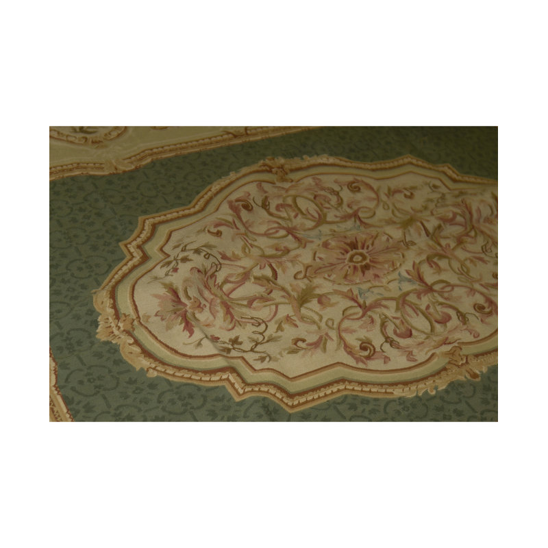 Tapis brun / vert de grande qualité noué à la main Aubusson