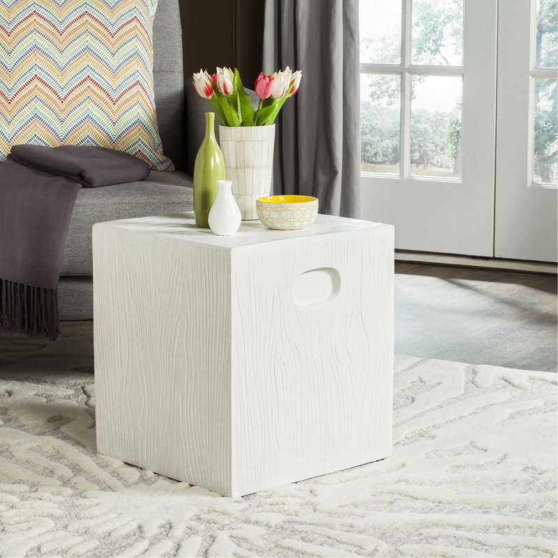 Quiles Concrete Top End Table, Ivory