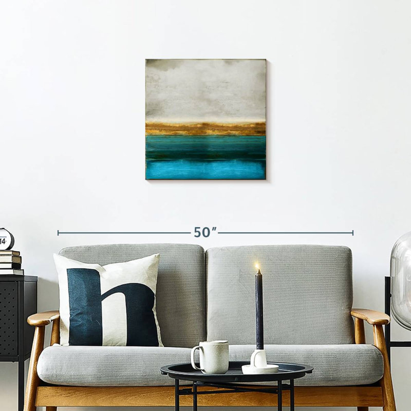 Avery doré sur turquoise, H 20 po x l 20 po