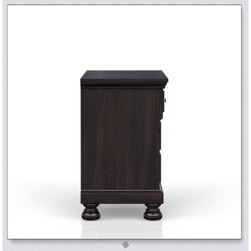 Table de chevet en cerisier avec deux tiroirs spacieux pour un rangement élégant et sophistiqué dans les pièces modernes et traditionnelles