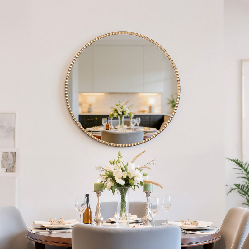 Round Metal Frame Wall Accent Mirror, Gold, 27.5" x 27.5"