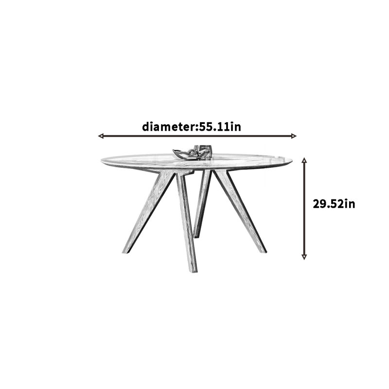 Table ronde simplifiée, H 29,52 po x L 55,11 po x l 55,11 po