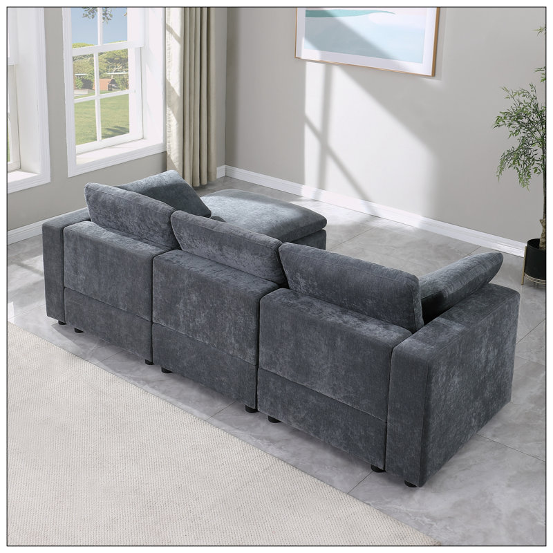 Canapé à accoudoirs carrés C 96, Tissu gris Tchernice