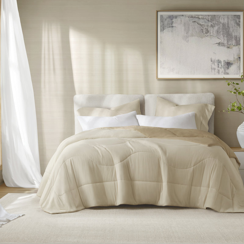 All Season Linen Solid Reversible Full/Queen Comforter, Full/Queen Comforter, Linen