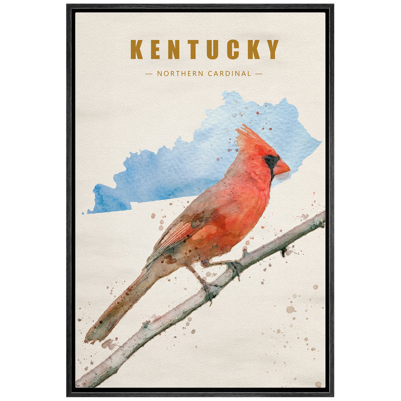 Oiseau cardinal du nord du Kentucky IDÉE4WALL, Noir, H 36 po x l 24 po x P 1,5 po