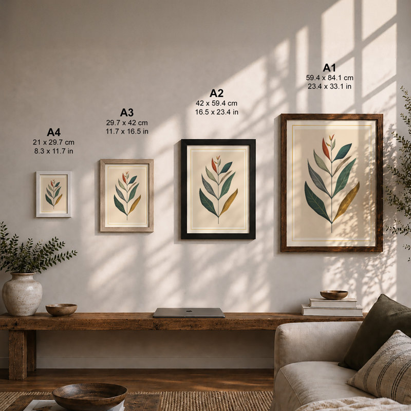 Single Stem In Gold Botanical - Print, A2 - 59.4 x 42.0 cm, Black