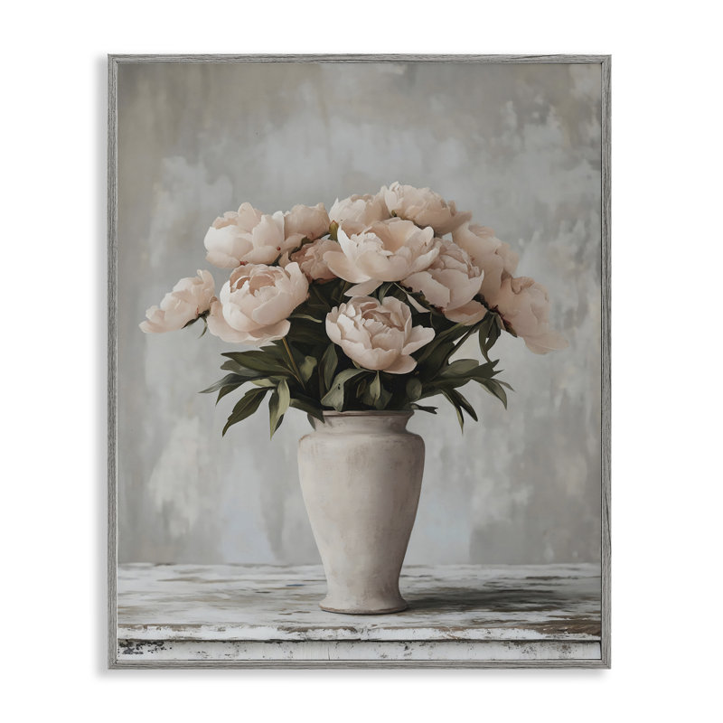 Grand vase rose pour roses, estampe numérique, design par Franklyn Gregory, Gris, H 20 po x l 16 po