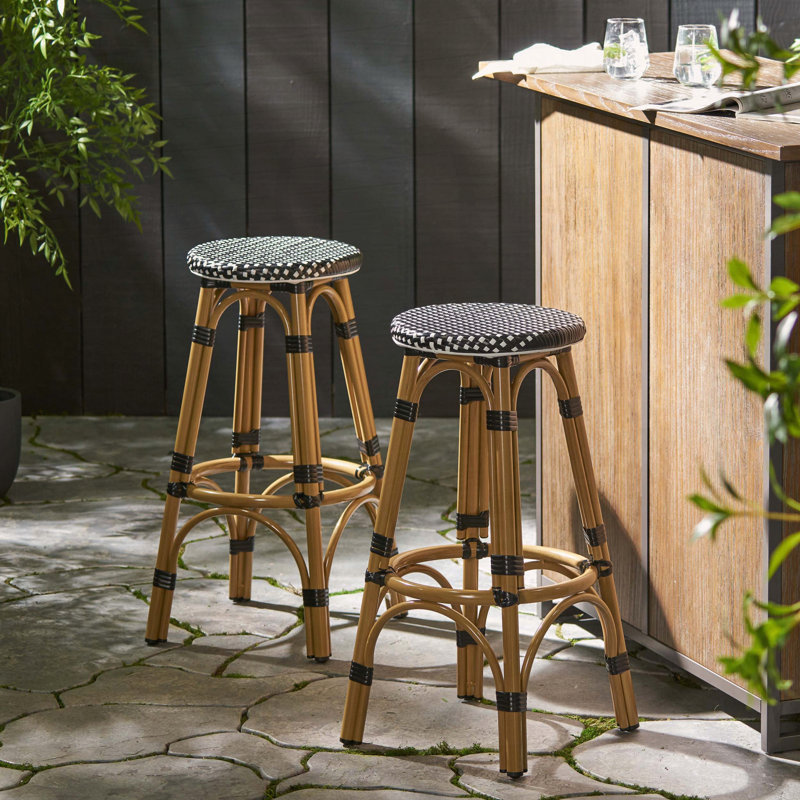 Tabouret de bar extérieur sans dossier (ensemble de 2), Noir