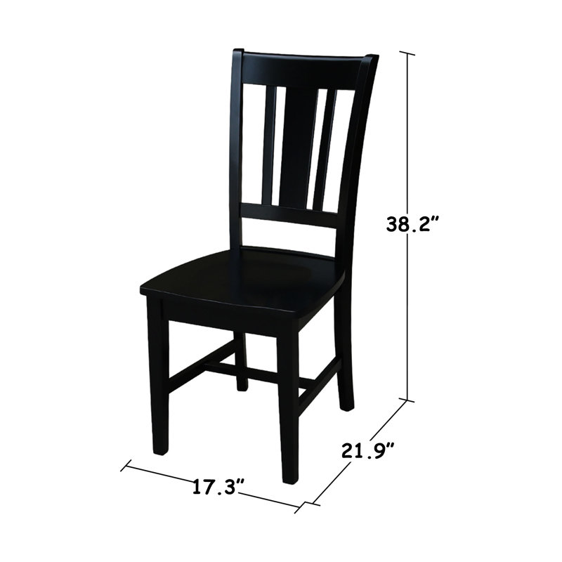Ensemble de salle à manger en bois massif Aurich, 3 pièces : 1 table, 2 chaises, Noir