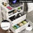 Bedside Table With Charging Station, Bedroom Side Table With 2 Fabric Drawers, Small Storage Sofa End Table With Open Shelf And 4 Wheels, Nightstand For Living Room, Hallway-1412908991