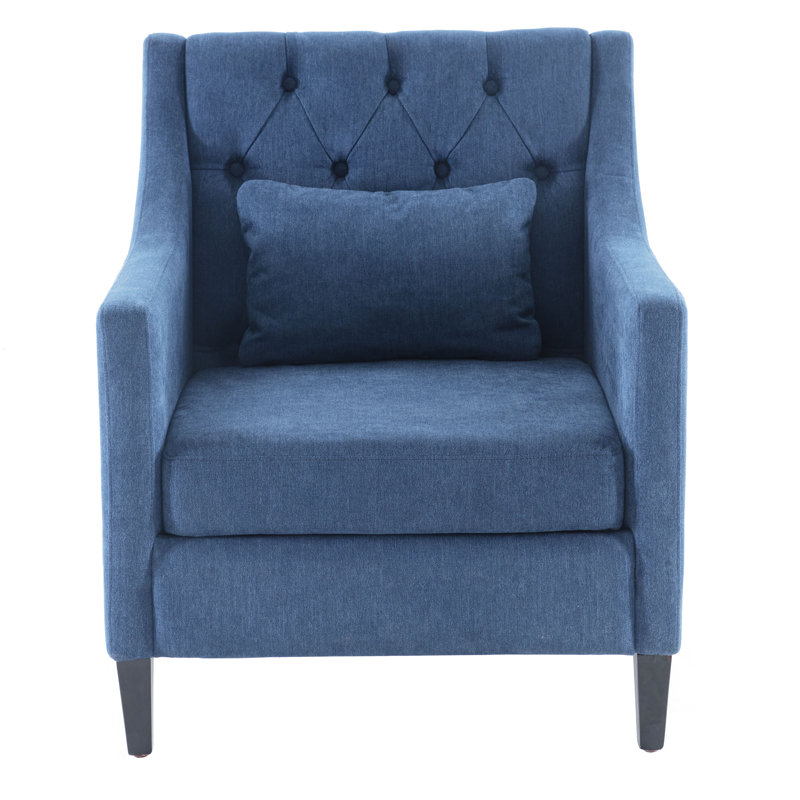 Fauteuil club en tissu Raeshon, Polyester bleu