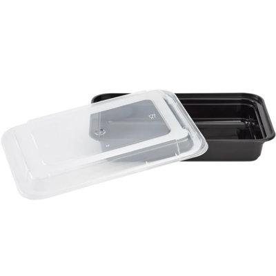 Donjanae 38oz. Black Rectangular Meal Prep / Bento Box Containers with Lids
