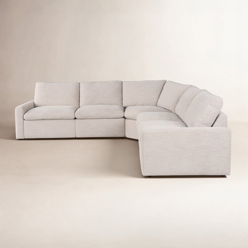 Tillery 5 - Piece Upholstered Sectional, Laken Stone Performance Weave
