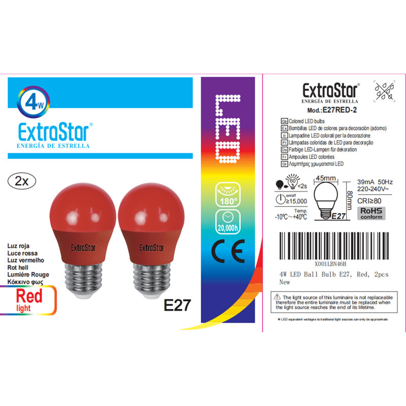 Pack of 2 E27 LED Bulbs