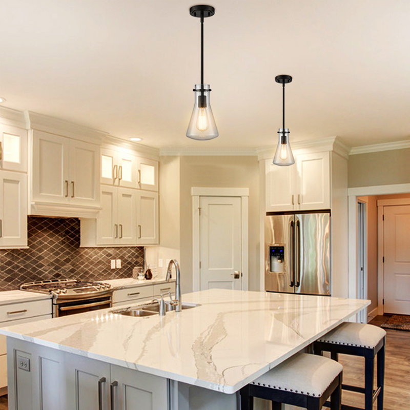 Glass Pendant Light Fixture, Oil Rubbed Bronze