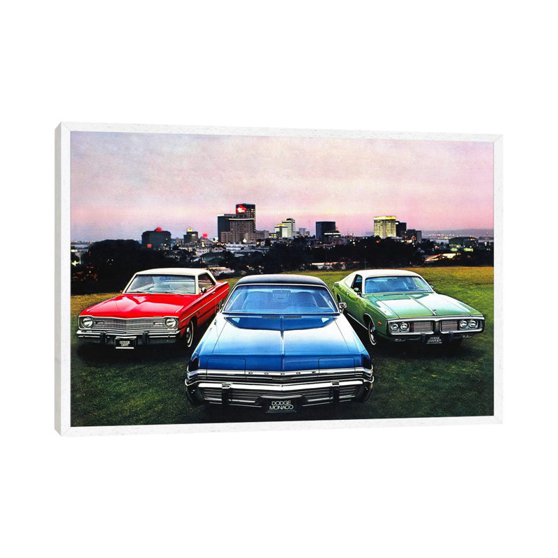 Dodge MonacoCharger, Dart - Print on Canvas, 66.04 cm H x 45.72 cm W, White Floater Framed