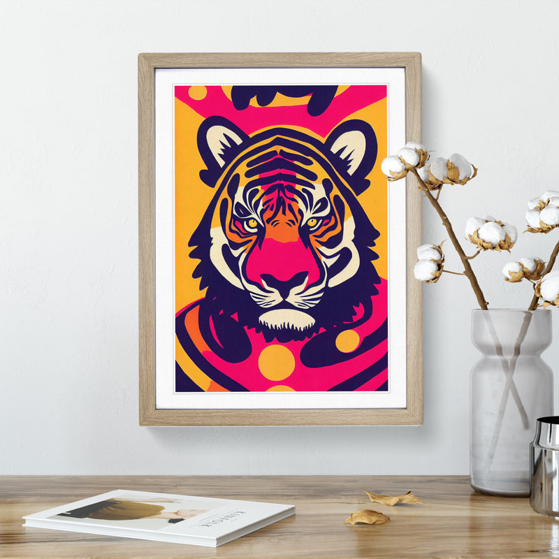 Tiger Abstract - Framed Print, 46cm H x 34cm W x 2cm D, Oak Framed