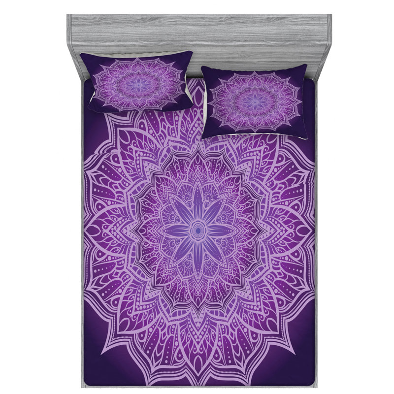 Mandala Microfiber Sheet Set, Queen Sheet Set with Fitted Sheet