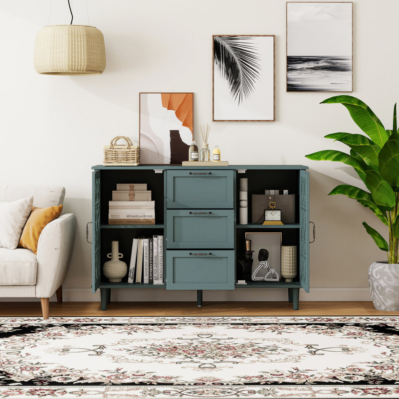 47.23" Buffet Sideboard Cabinet With Storage And Adjustable Shelves For Dining Room And Living Room, Green