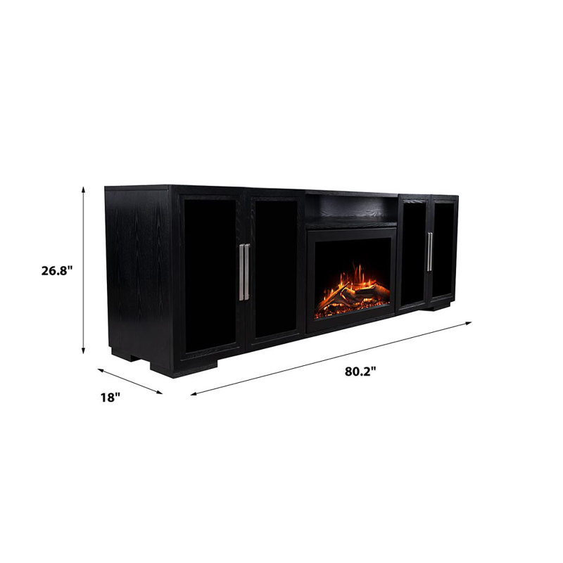Meuble télé avec foyer électrique de 80 po Modern Ember Channing