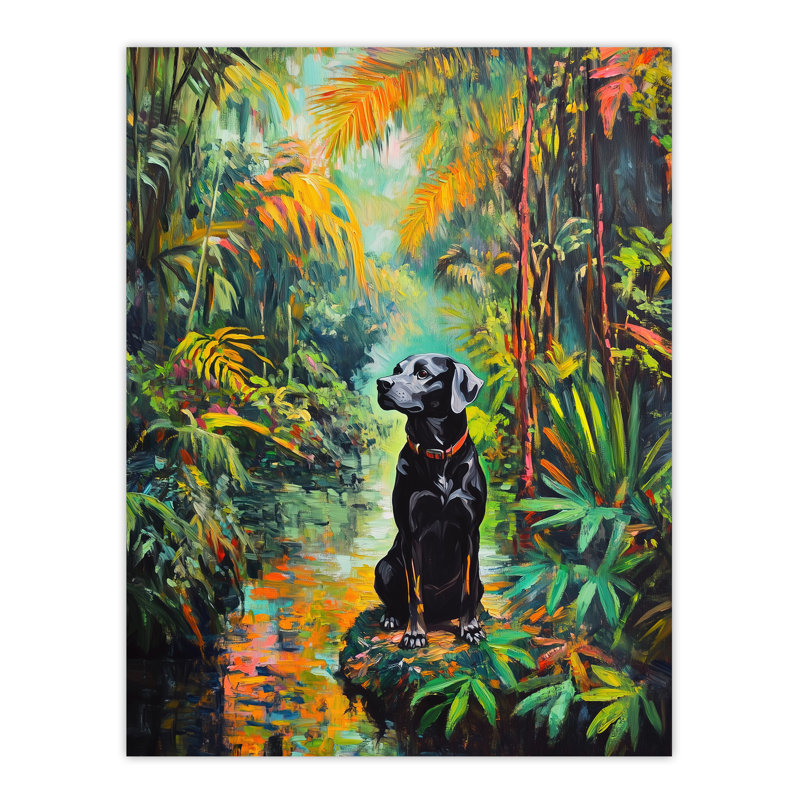 Dog Lover Labrador Pet In Lush Forest Wall Art Print