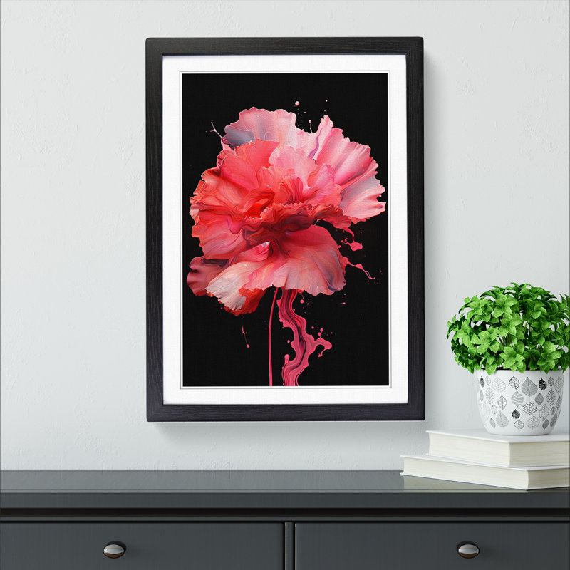 Carnation Flower Abstract No.3 - Framed Print, Black Framed, 46cm H x 34cm W x 2cm D