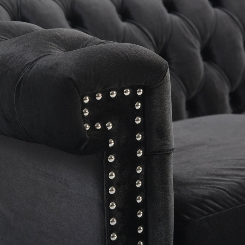 Canapé moderne 3 places, Velours noir