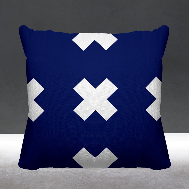 Coussin intérieur / extérieur Luella, 15 po x 15 po, Bleu marine, Carré
