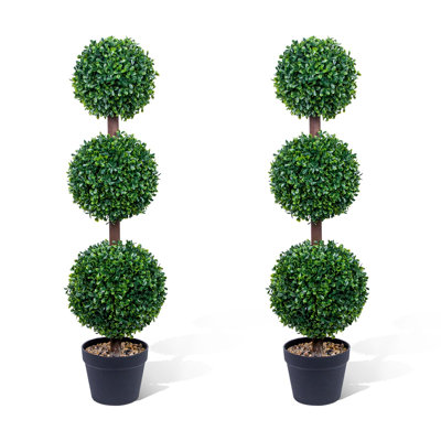 Paquet de 2 buis artificiel 2,9 pi avec jardinière noire pour l'intérieur et l'extérieur