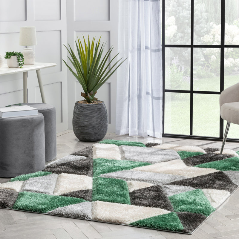 San Francisco Geometric Shag Area Rug, Rectangle 160 x 220cm