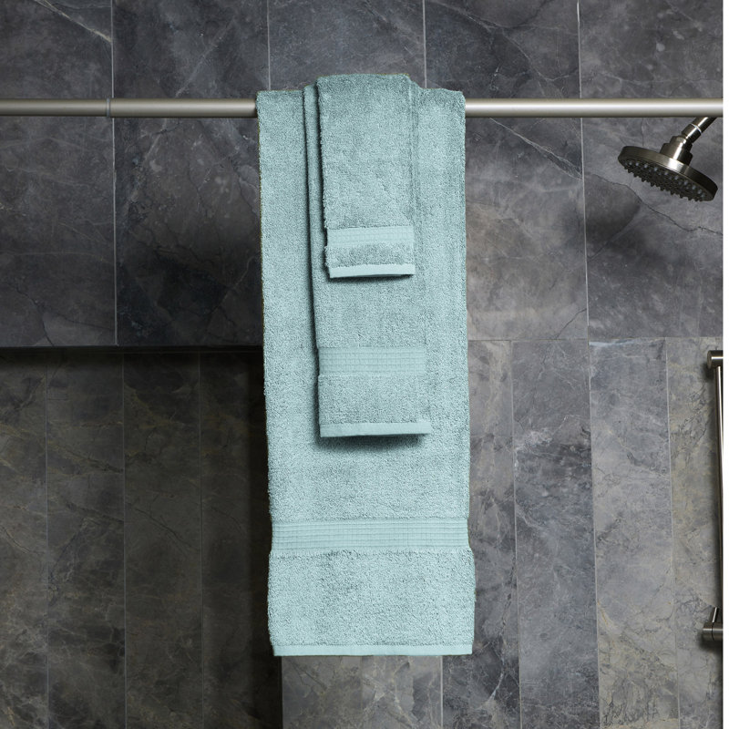 Classic Touch 6-piece 100% Cotton Towel Set In Seaglass, Seaglass