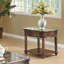 Table de bout traditionnelle en marbre avec plateau inférieur et tiroir en acajou