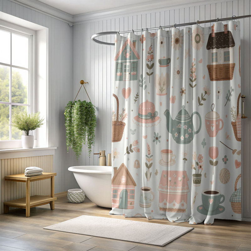 Chic Country Vibes - Rideau de douche standard 1 pièce, H 74 po x l 71 po