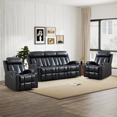 3-Piece Modern Manual Reclining Living Room Set