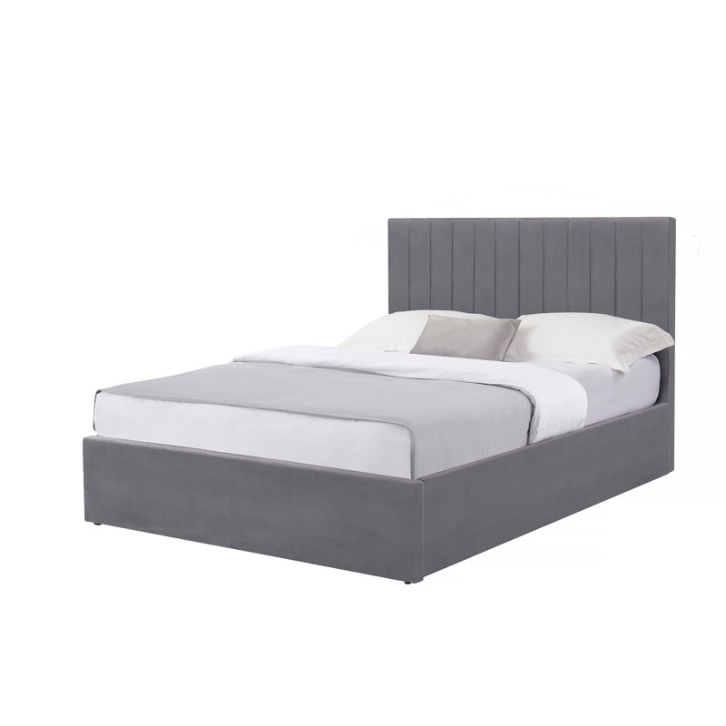 Newry Double (4'6) Upholstered Panel Bed, Grey