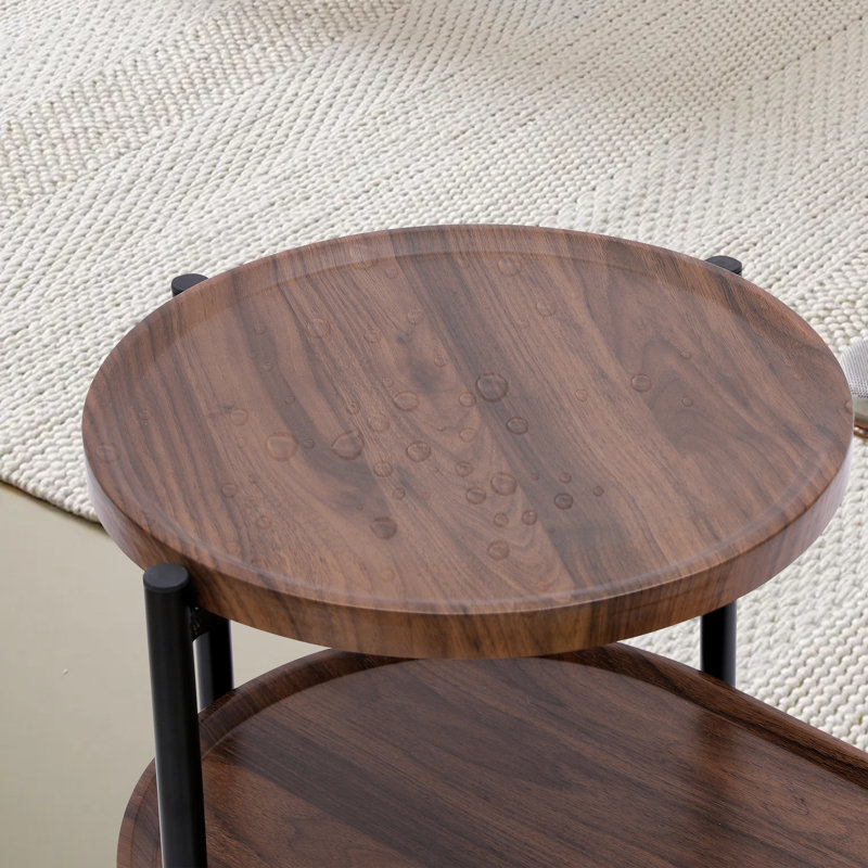 Petite table basse moderne à 2 niveaux, Brun