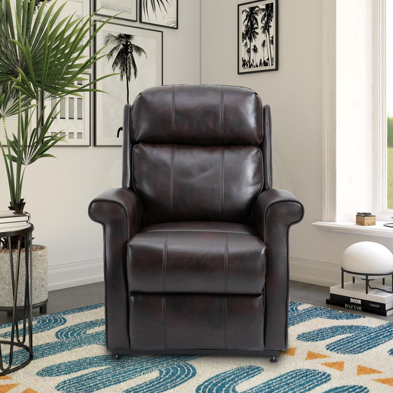 Fauteuil inclinable bleu en similicuir, Similicuir brun