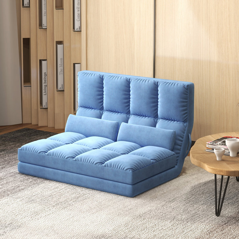 Fauteuil convertible HOMcom, Polyester bleu, H 23,5 po x l 40,3 po x P 28,8 po 